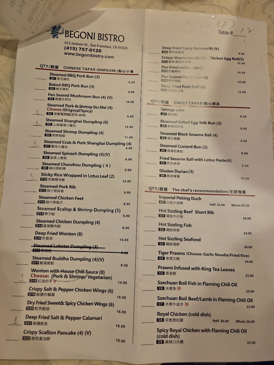 Begoni Bistro Menu - Image 2